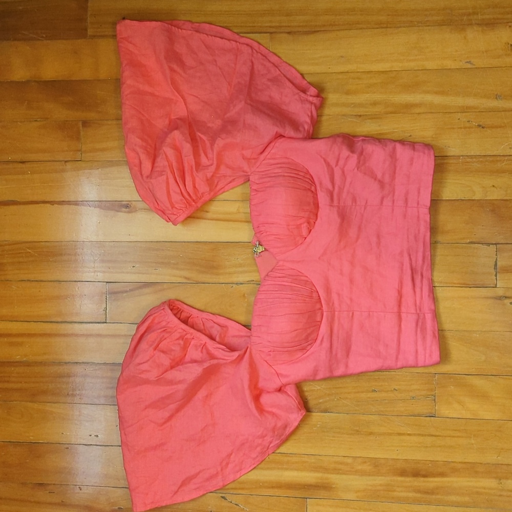Azulu Pink Linen Bustier Crop Top